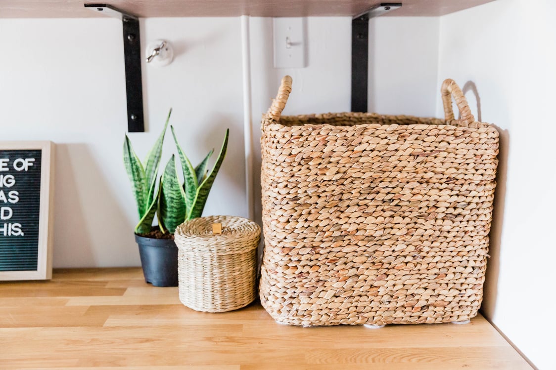 Wicker Baskets on a Shelf